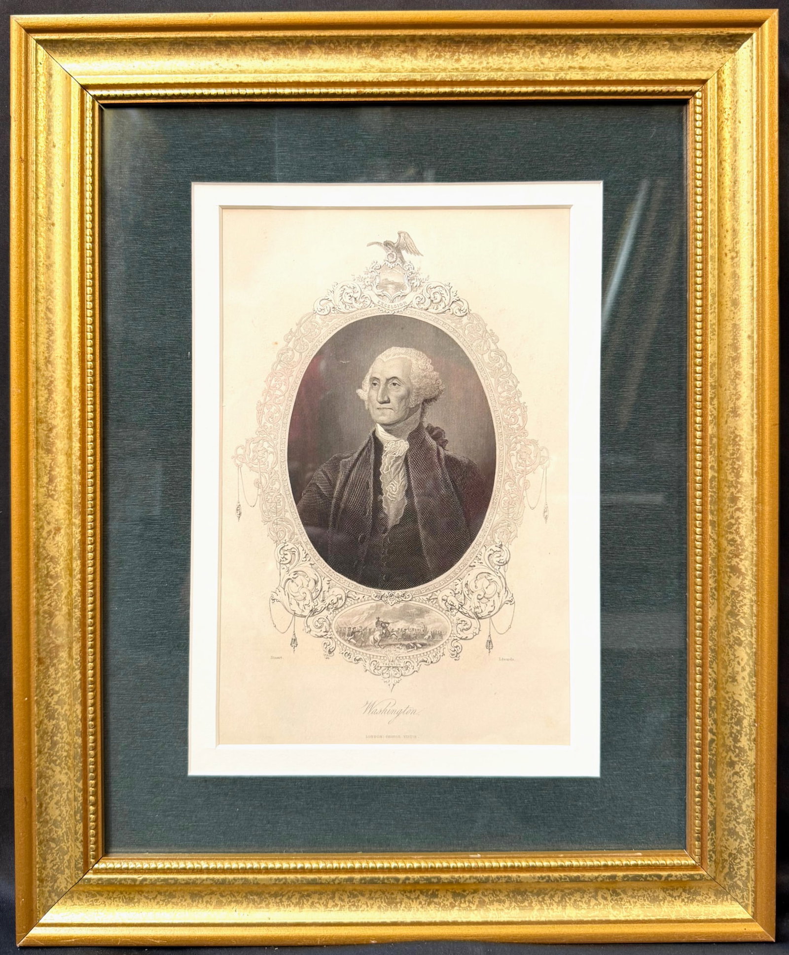 19TH CENTURY GEORGE WASHINGTON STEEL ENGRAVING, ÒTRENTONÓ VIGNETTE BY GEORGE VIRTUE, (1 of 11)