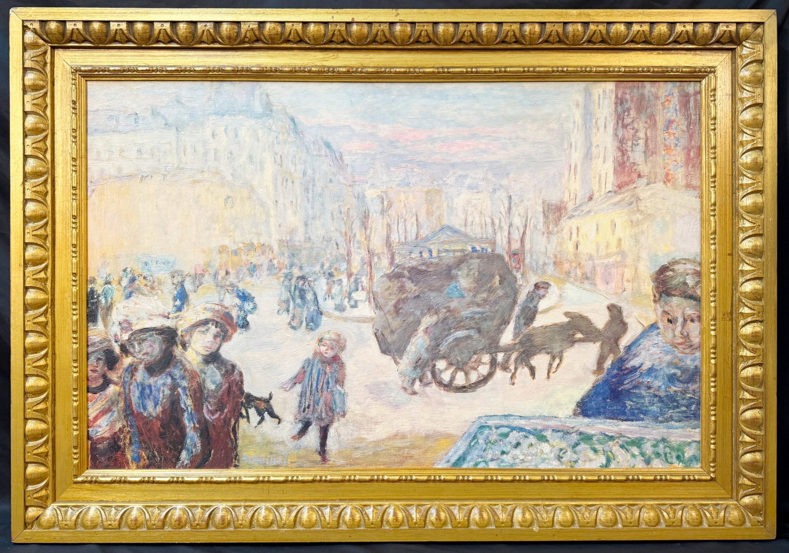 PIERRE BONNARD HERMITAGE MUSEUM ARTAGRAPH EDITION NO. 2/300, TITLED MORNING IN PARIS, 35.5IN x 51IN: Large-scale framed Artagraph Edition reproduction after Pierre Bonnard, issued in 1991 as part of The State Hermitage Museum Exclusive Limited Collection. This piece is tiled Morning in Paris, and it 