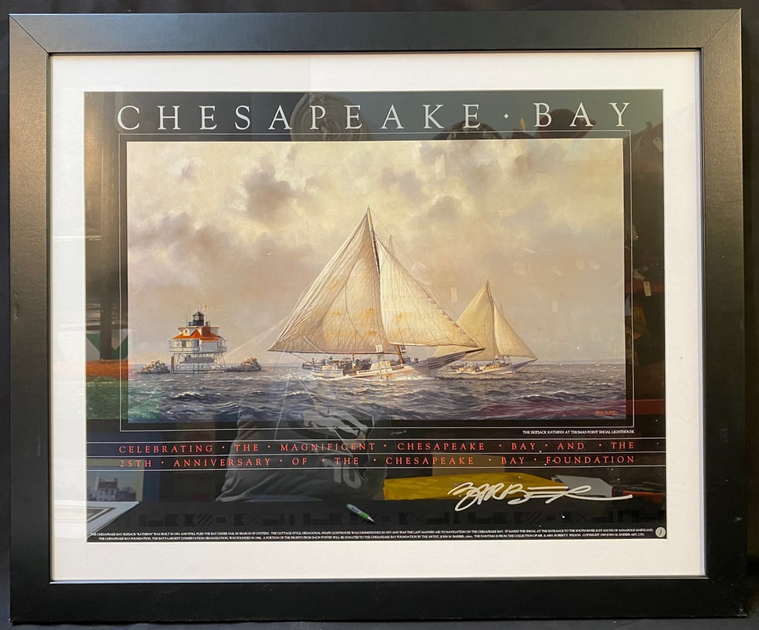 JOHN MORTON BARBER (1948) 25TH ANNIVERSARY OF THE CHESAPEAKE FOUNDATION POSTER, 29.5IN x 35.5IN (1 of 4)