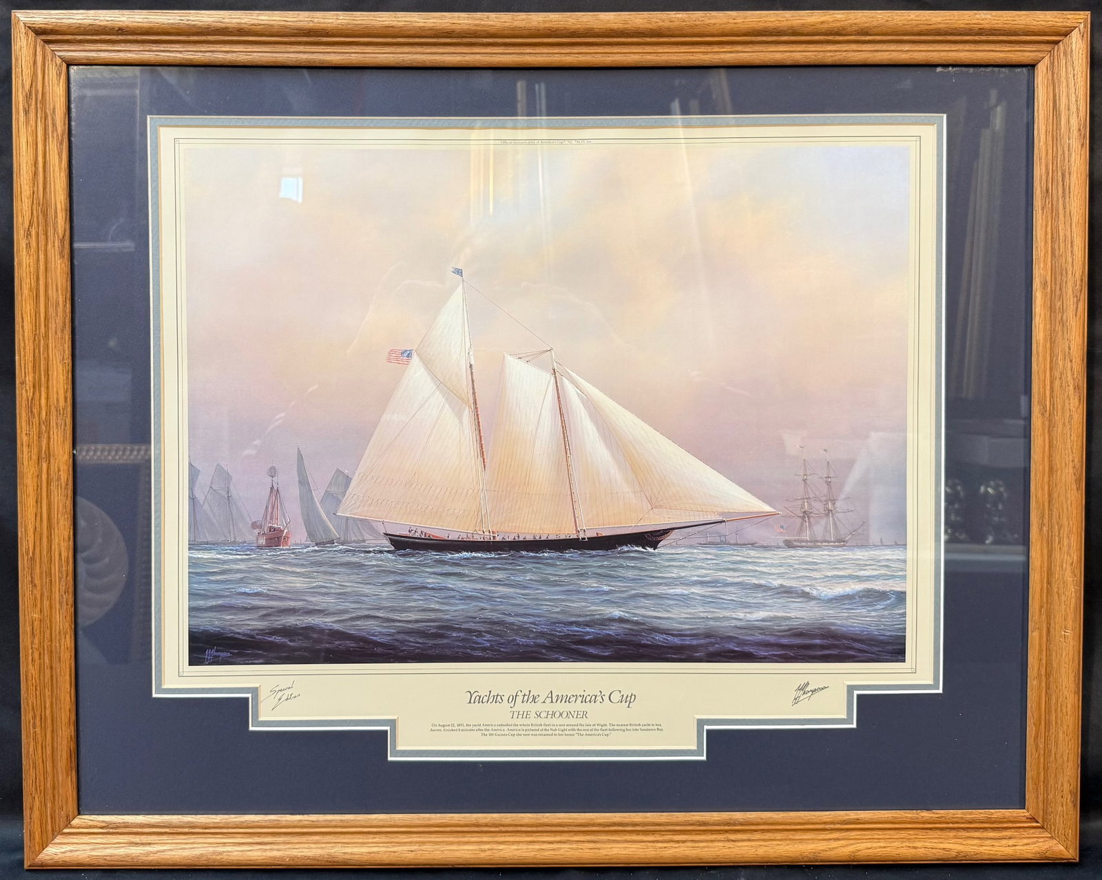 YACHTS OF THE AMERICAÕS CUP, THE SCHOONER FRAMED MARITIME ARTWORK, 25IN x 31IN (64cm x 79cm) (1 of 5)