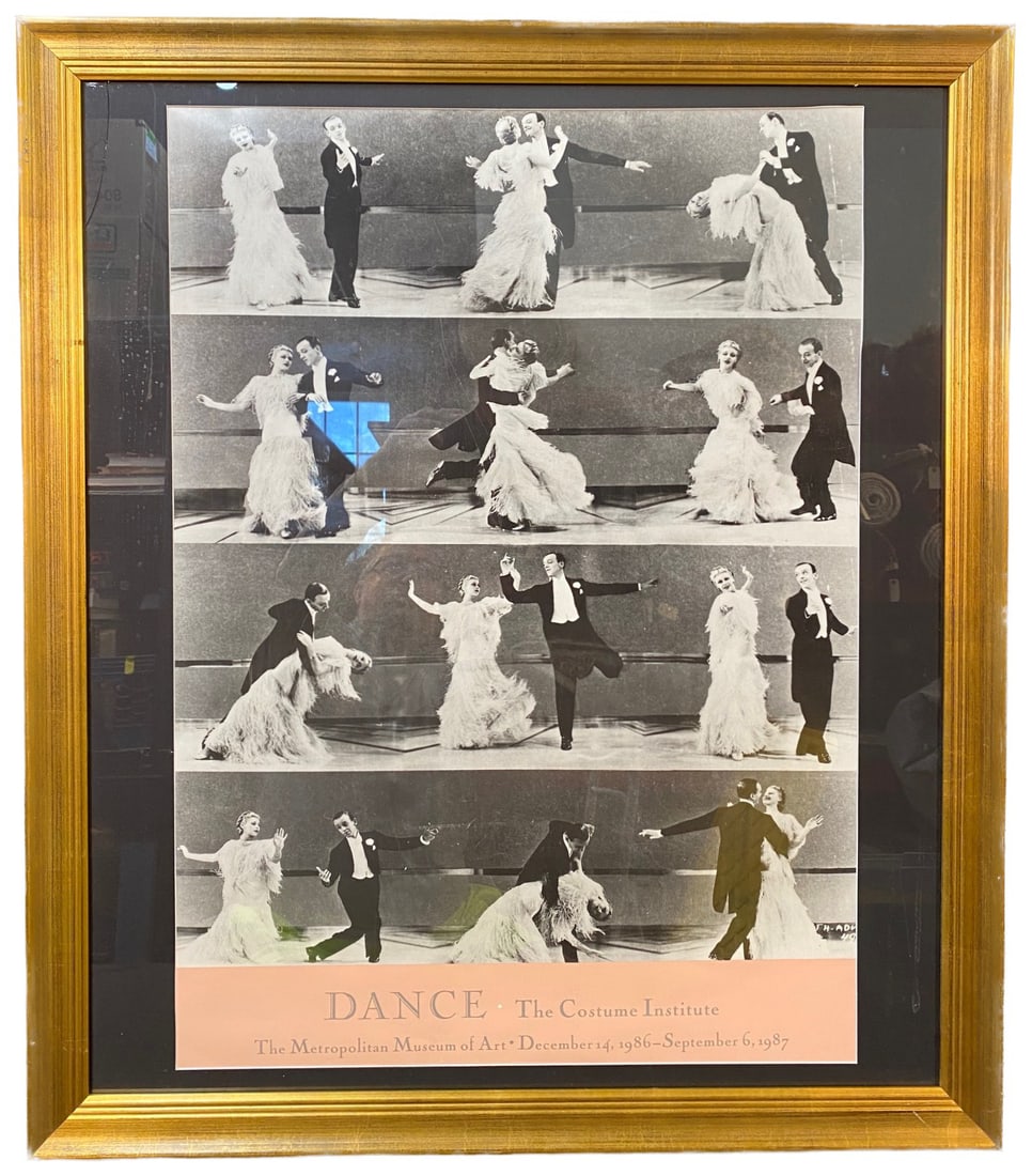 ORIGINAL ART EXHIBITION LITHOGRAPH FOR THE COSTUME INSTITUTE AT THE METROPOLITAN MUSEUM OF ART, 33IN: Original art exhibition lithograph for The Costume Institutes 1986 exhibition at The Metropolitan Museum of Art in New York City. It is matted and framed under glass in a simple, golden frame. It meas