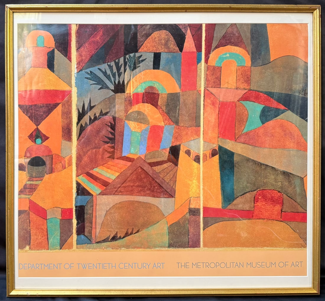 PAUL KLEE EXHIBITION POSTER, THE METROPOLITAN MUSEUM OF ART, DEPARTMENT OF TWENTIETH CENTURY ART,: A striking vintage exhibition poster featuring the work of pioneering modernist artist Paul Klee, produced for the Department of Twentieth Century Art at The Metropolitan Museum of Art. The image repr