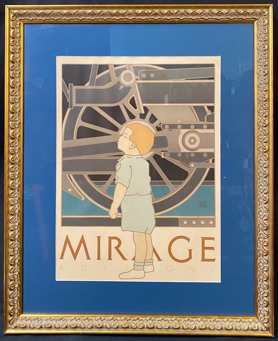 DAVID LANCE GOINES (1945) ORIGINAL LITHOGRAPH TITLED BOY AND TRAIN, MIRAGE EDITIONS, 27IN x 33IN (1 of 7)