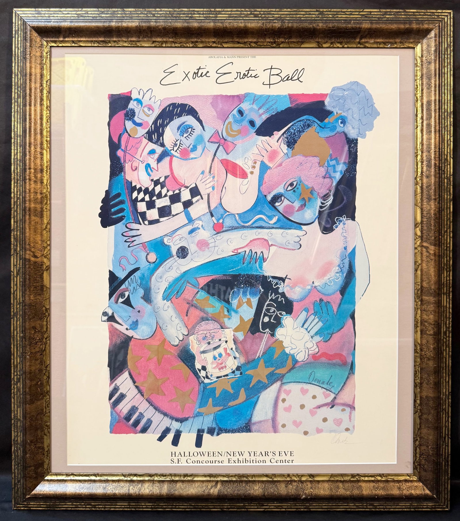 HAND SIGNED OMALY ÒEXOTIC EROTIC BALLÓ POSTER, A SAN FRANCISCO POP ART EVENT LITHOGRAPH,