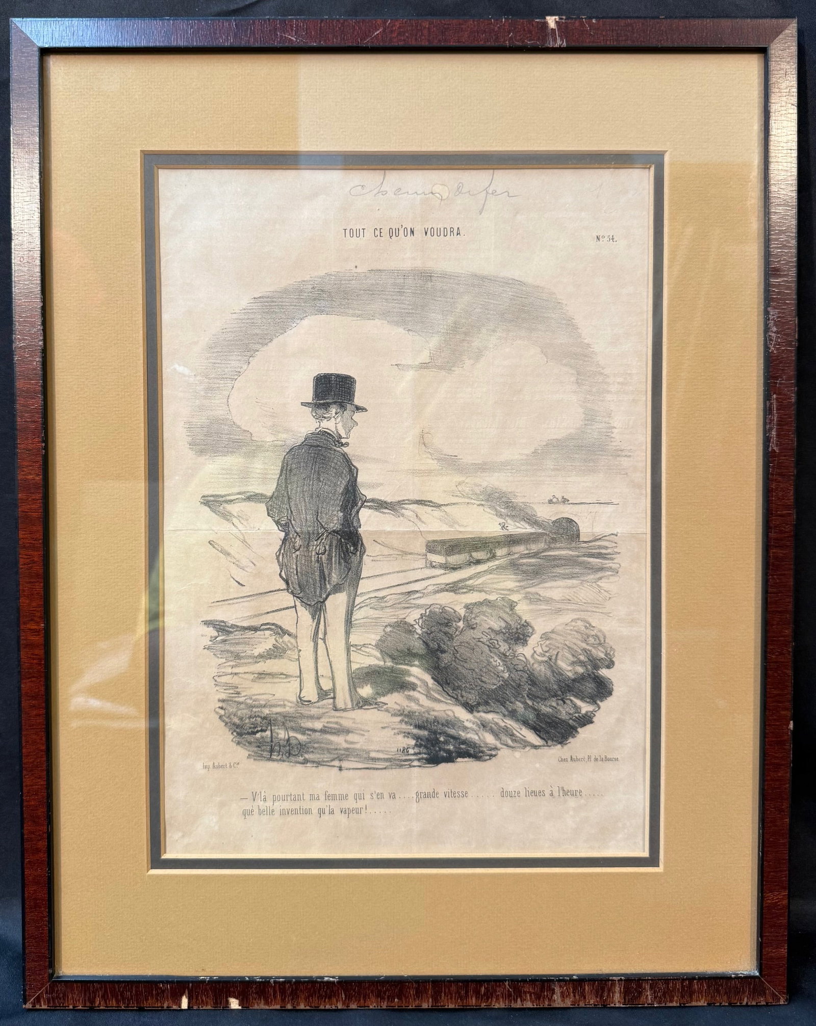 HONORE DAUMIER (1808-1879) ORIGINAL LITHOGRAPH TITLED VÕLA POURTANT MA FEMME, 14.5IN x 18.5IN (1 of 7)