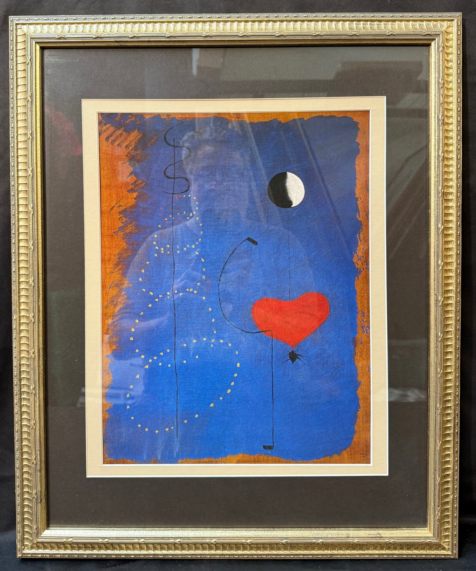 JOAN MIRO (1893-1983) LITHOGRAPH TITLED BALLERINA II, 18IN x 22.5IN (46cm x 57cm): Lithograph by celebrated Spanish artist Joan Miro (1893-1983) titled Ballerina II. This piece is after the original which was painted in 1925 and is part of the collection at the Galerie Rosengart in 