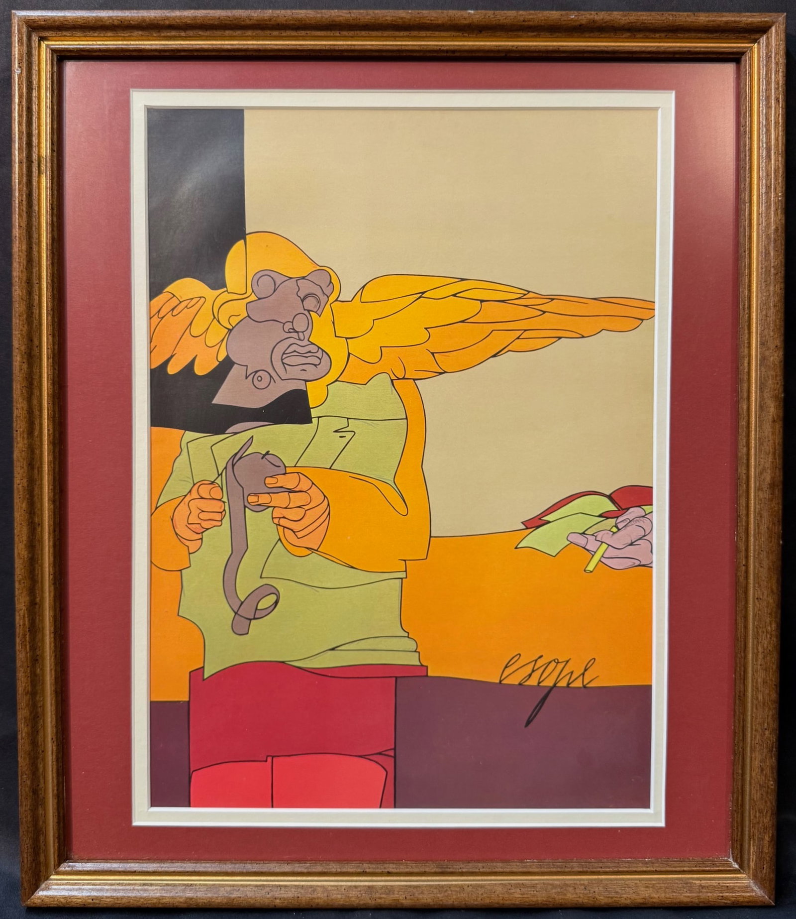 VALERIO ADAMI (1935) ORIGINAL LITHOGRAPH TITLED ESOPE EPIGRAMME, 14.5IN x 17IN (37cm x 43cm) (1 of 2)