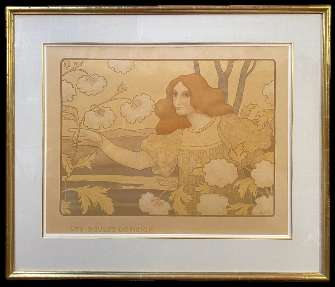 PAUL BERTHON (1875-1910) ORIGINAL LITHOGRAPH TITLED LES BOULES DE NEIGE, 23.5IN x 31.5IN (59.5cm x