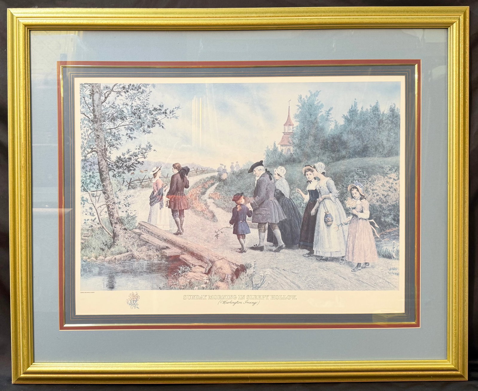 JENNIE BROWNSCOMBE (1850-1936) "SUNDAY MORNING IN SLEEPY HOLLOW (WASHINGTON IRVING)", 36IN x 44IN (1 of 8)