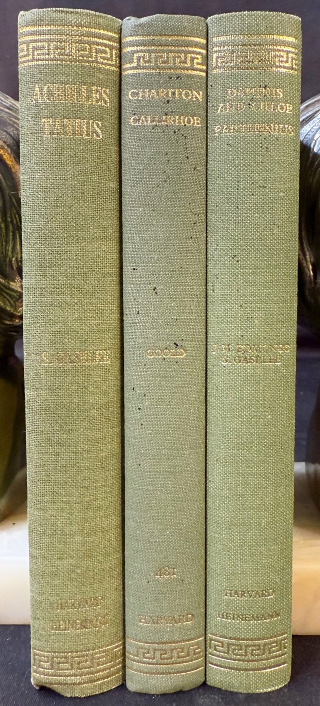 THE LOEB CLASSICAL LIBRARY BY HARVARD UNIVERSITY, ACHILLES, CHARLTON, DAPHNIS, 3 VOLUMES: 1984. Cambridge, MA. Harvard University Press. Printed in Great Britain. All 3 volumes in Near Fine to Very Good+, unread condition. All volumes bound in green cloth hardcovers. All volumes embossed i