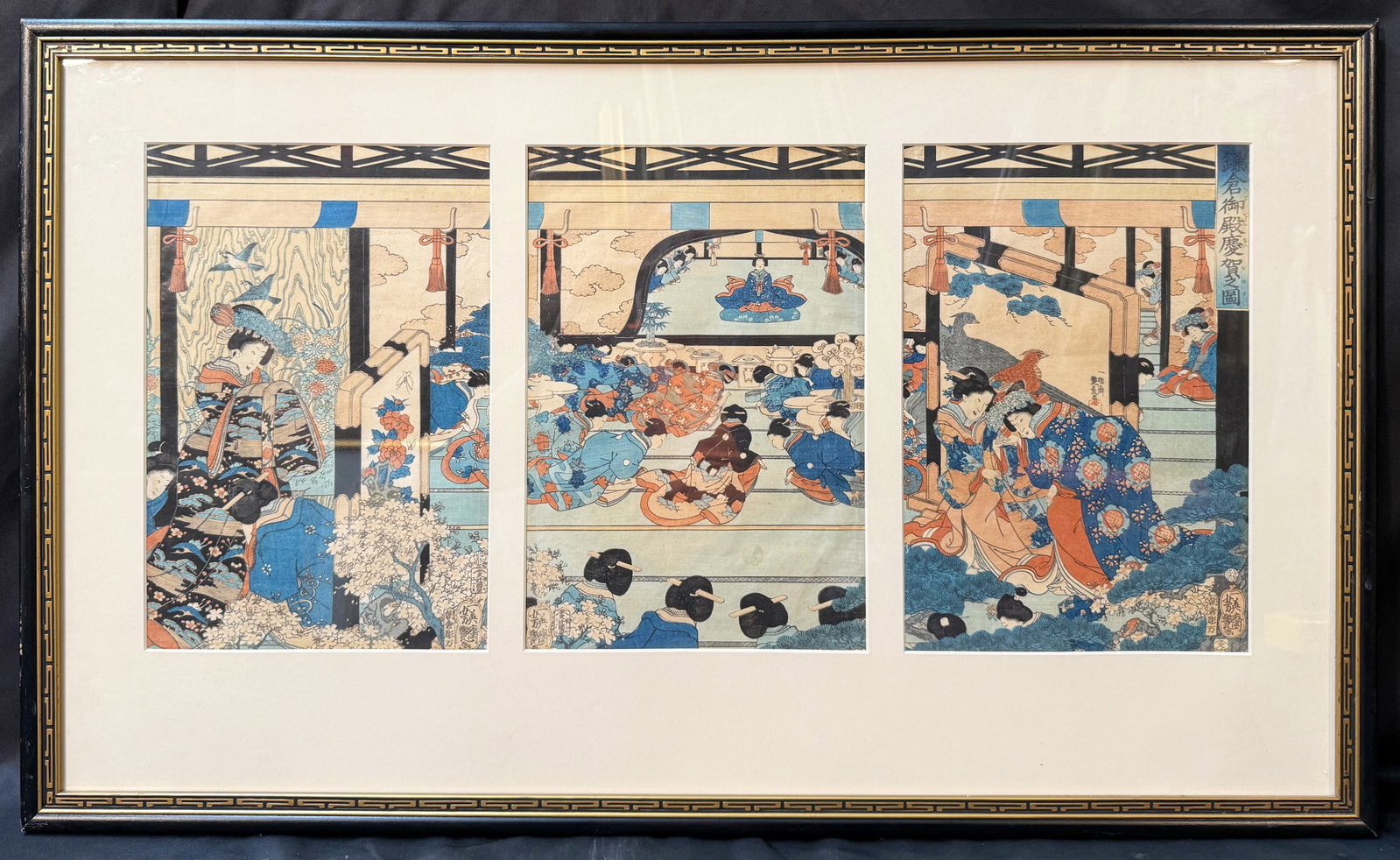ANTIQUE ORIGINAL JAPANESE TRIPTYCH WOODBLOCK PRINT BY UTAGAWA KUNISADA (1786-1864) TITLED (1 of 11)