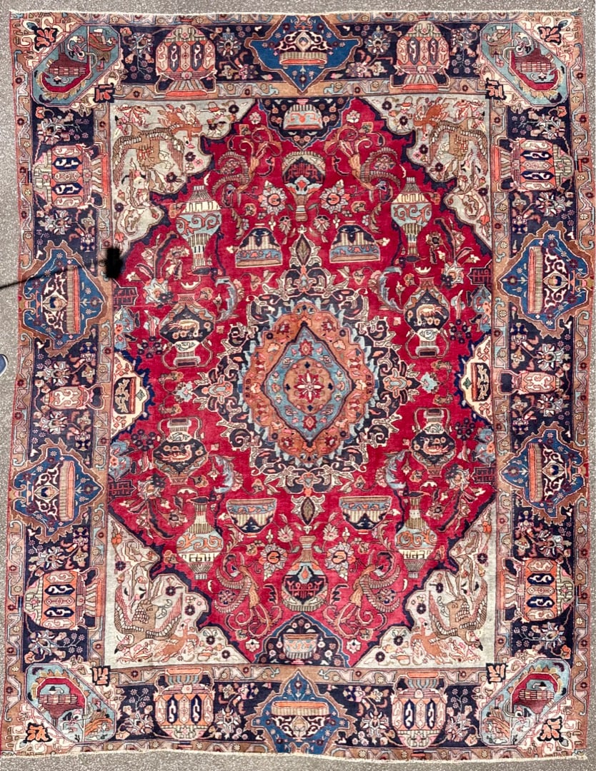 ANTIQUE PERSIAN KASHMAR ARCHEOLOGY HAND KNOTTED RUG, 10.0 x 12.7 (305cm x 384cm) (1 of 9)