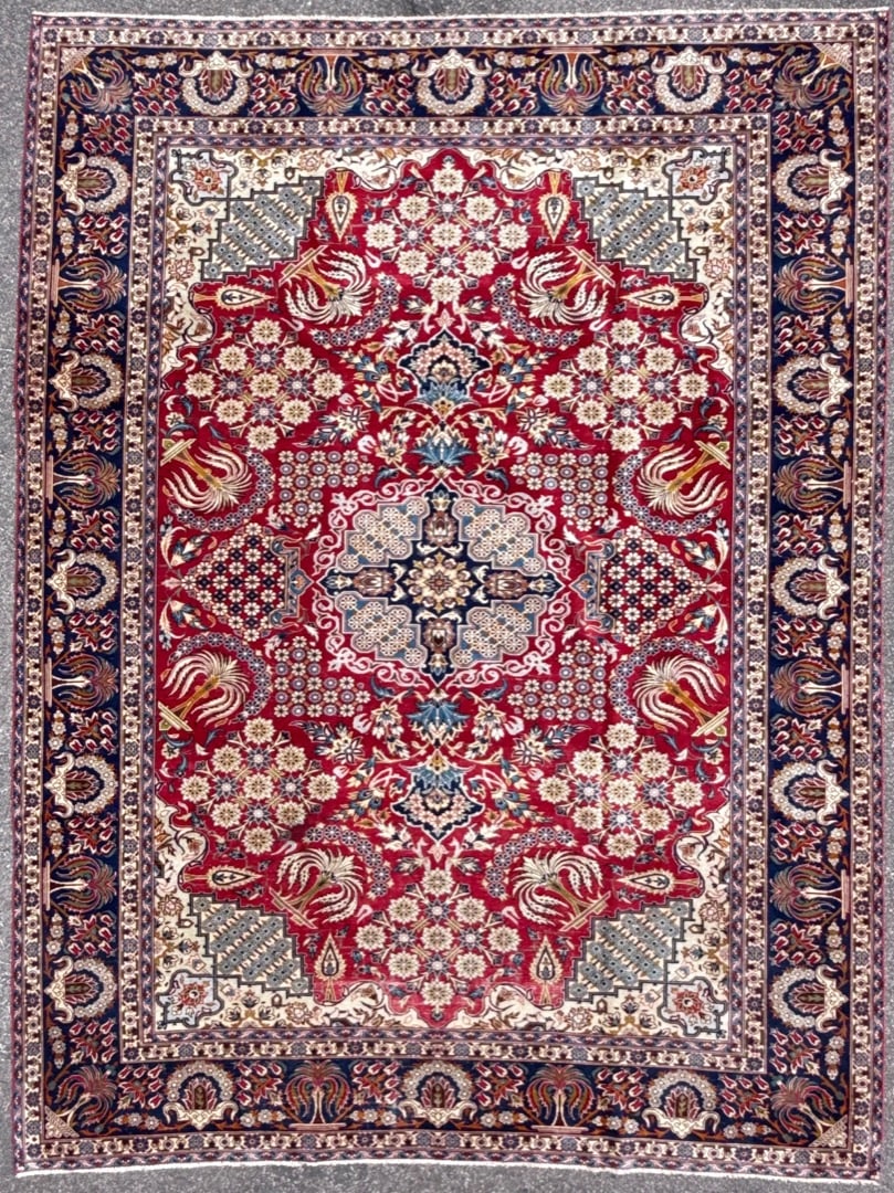 ANTIQUE PERSIAN NAJAFABAD HAND KNOTTED RUG, 10.3 x 13.7 (312cm x 414cm): Antique Persian Najafabad rug was hand knotted in Iran of 100% natural wool and has a cotton foundation. The rug is 70+ years old, has medium wool piles and is in excellent condition fo