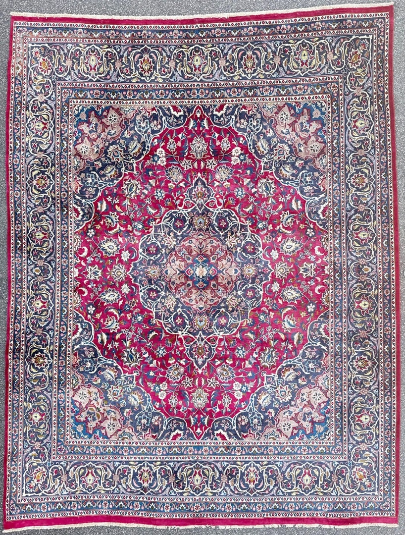 VINTAGE PERSIAN MASHAD HAND KNOTTED RUG, 9.9 x 12.7 (297cm x 384cm) (1 of 6)
