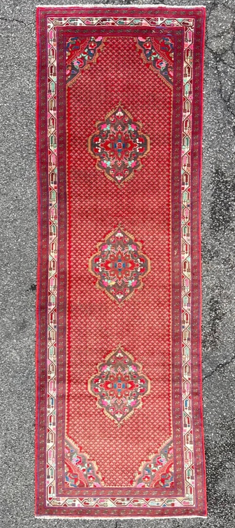 ANTIQUE PERSIAN BIDJAR HAND KNOTTED RUNNER, 3.9 x 12.0 (114cm x 366cm) (1 of 6)