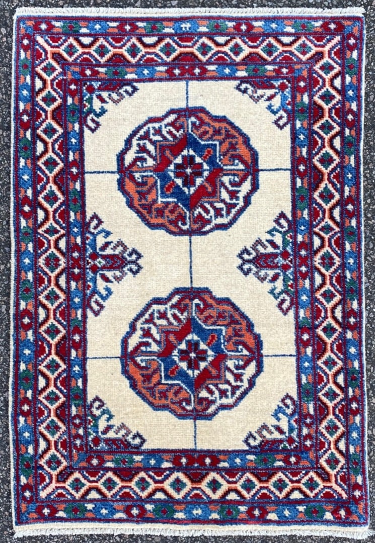 BUKHARA HAND KNOTTED RUG, 2.0 x 2.11 (61cm x 89cm) (1 of 3)