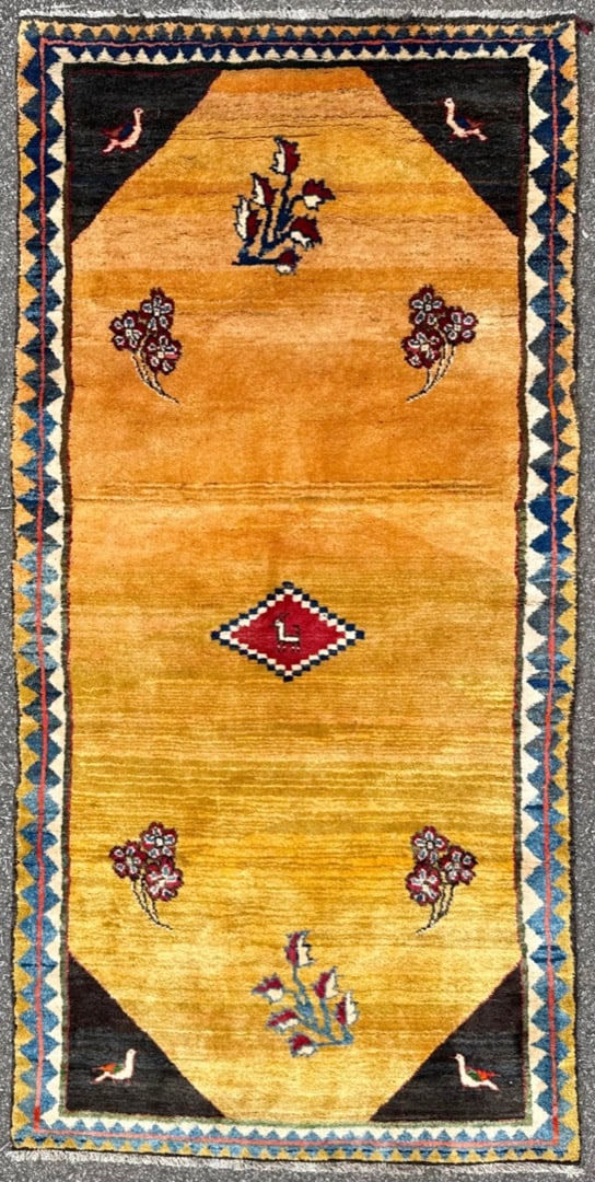 GABBEH PICTORIAL HAND KNOTTED RUG, 4.10 x 9.7 (147cm x 292cm)
