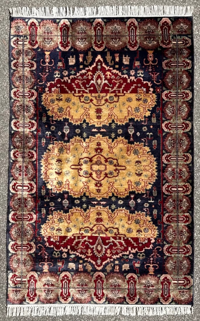 PERSIAN KAZAK CAUCASIAN HAND KNOTTED RUG, 4.0 x 6.4 (122cm x 193cm): This hand-knotted wool rug delivers the kind of bold, architectural presence that interior designers actively source when they need a space to feel grounded, intentional, and collected—not decor