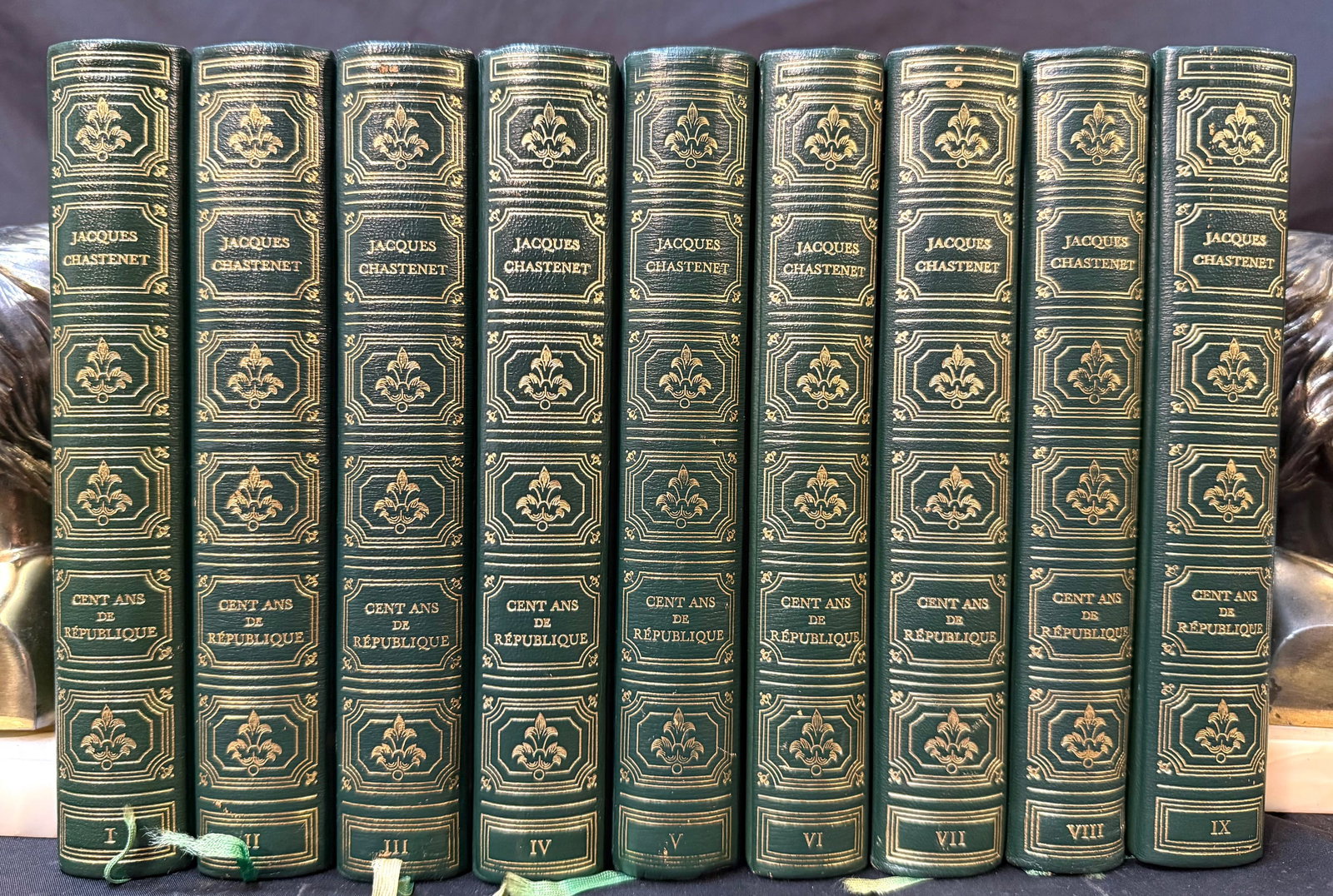 JACQUES CHASTENET ?CENT ANS DE R?PUBLIQUE? 9 VOL FRENCH LIBRARY SET, WHITE HOUSE CHEF PIERRE: A distinguished and visually striking nine-volume French historical set by Académie française member Jacques Chastenet, titled Cent Ans de République, chronicling the rise and evolution