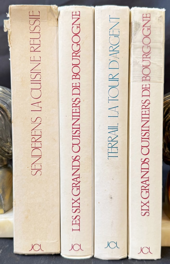 WHITE HOUSE CHEF PIERRE CHAMBRIN ESTATE, FRENCH CULINARY LIBRARY, SENDERENS, BURGUNDY MASTERS, LA: A refined and deeply personal French gastronomic library from the estate of White House Executive Chef Pierre Chambrin (1989–1994), comprising four significant volumes representing the intellect