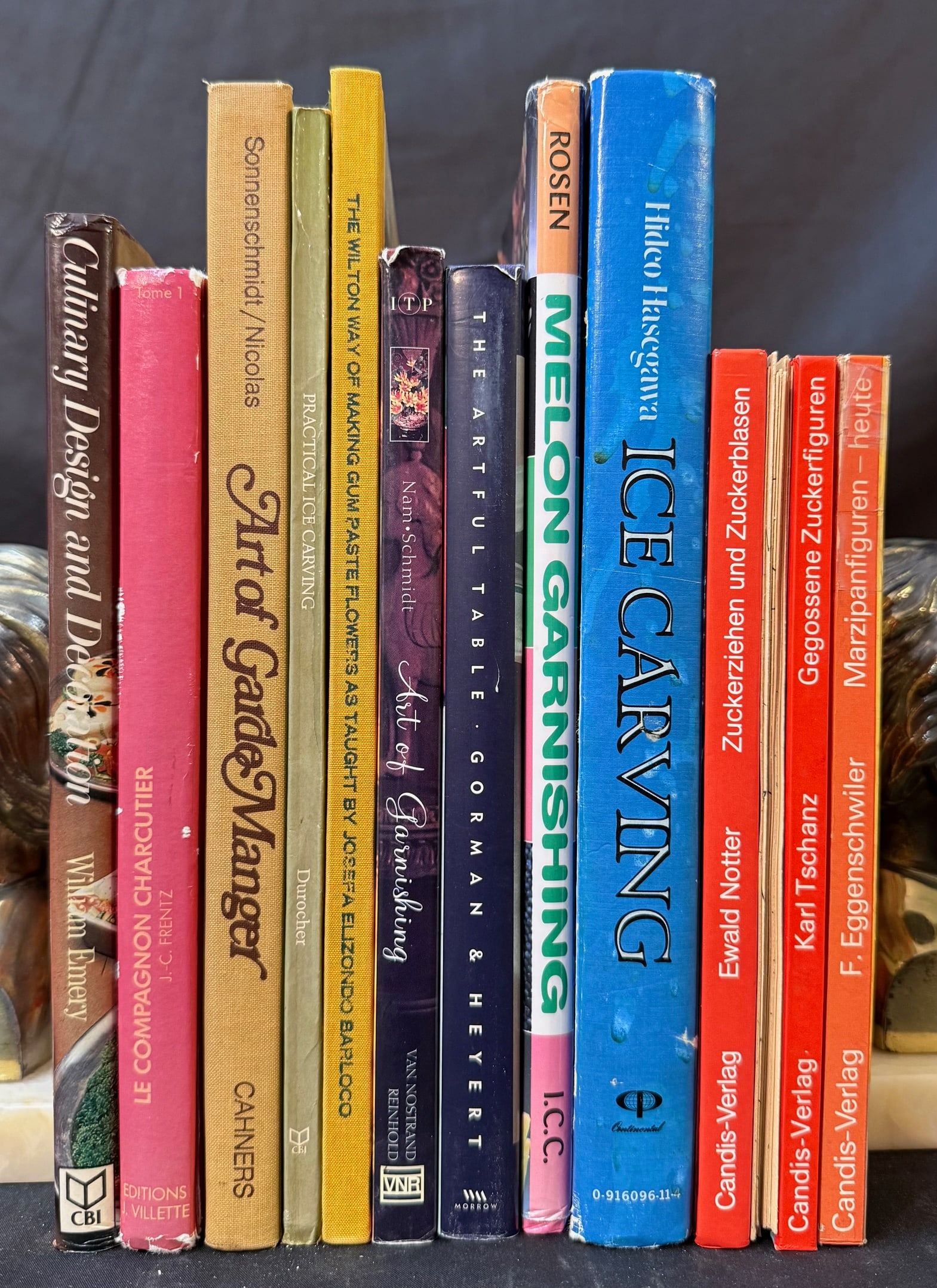 PIERRE CHAMBRIN WHITE HOUSE CHEF CULINARY DESIGN AND BANQUET PRESENTATION LIBRARY (ICE CARVING,: A highly specialized and visually striking culinary arts reference library from the estate of former White House Executive Chef Pierre Chambrin, centered on banquet presentation, decorative plating, a