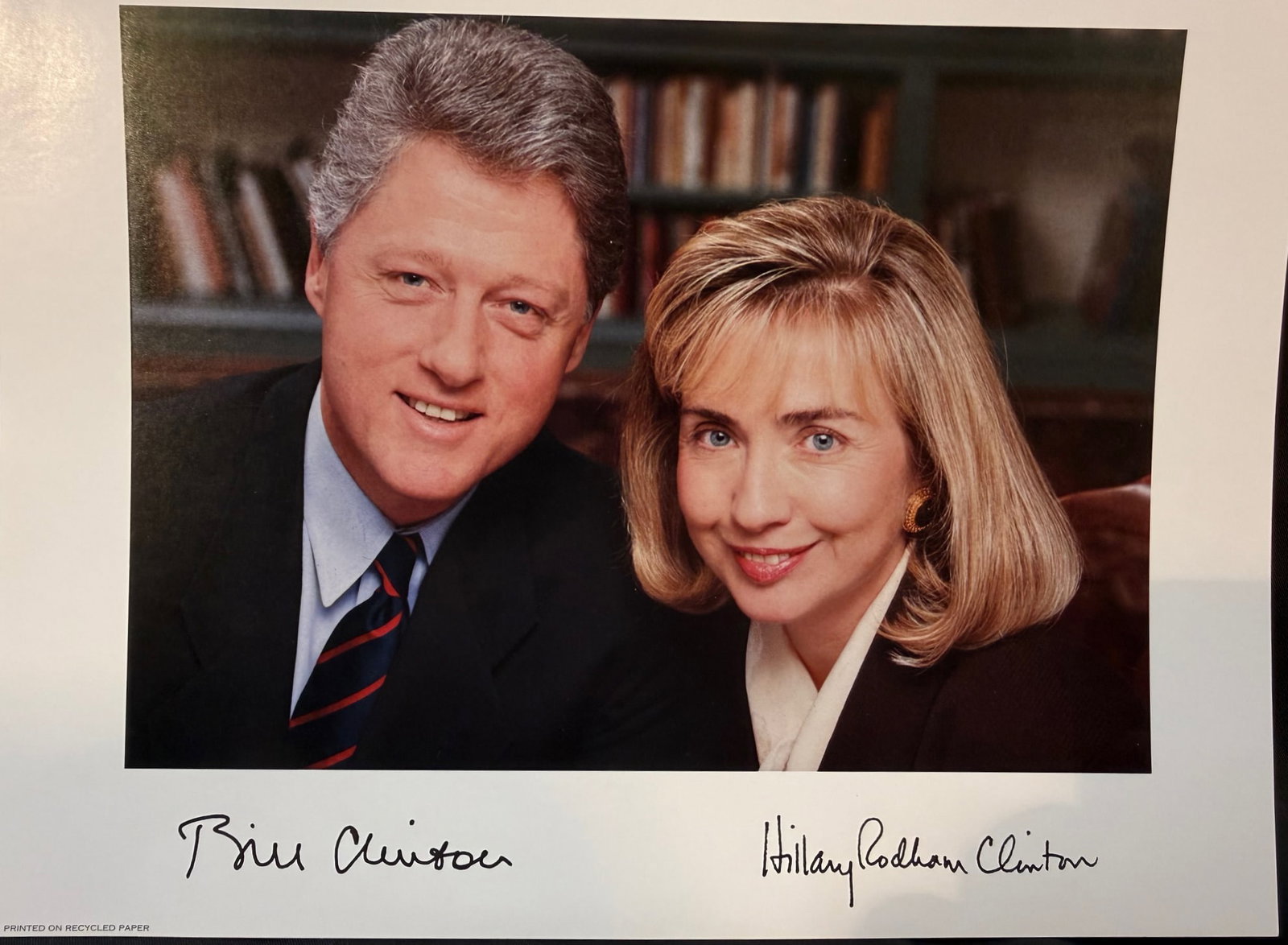 BILL AND HILLARY CLINTON WHITE HOUSE PORTRAIT, EXECUTIVE CHEF PIERRE CHAMBRIN ESTATE, OFFICIAL: Official White House-style portrait of President Bill Clinton and First Lady Hillary Rodham Clinton, originating from the estate of Pierre Chambrin, Executive Chef of the White House. This classic pre