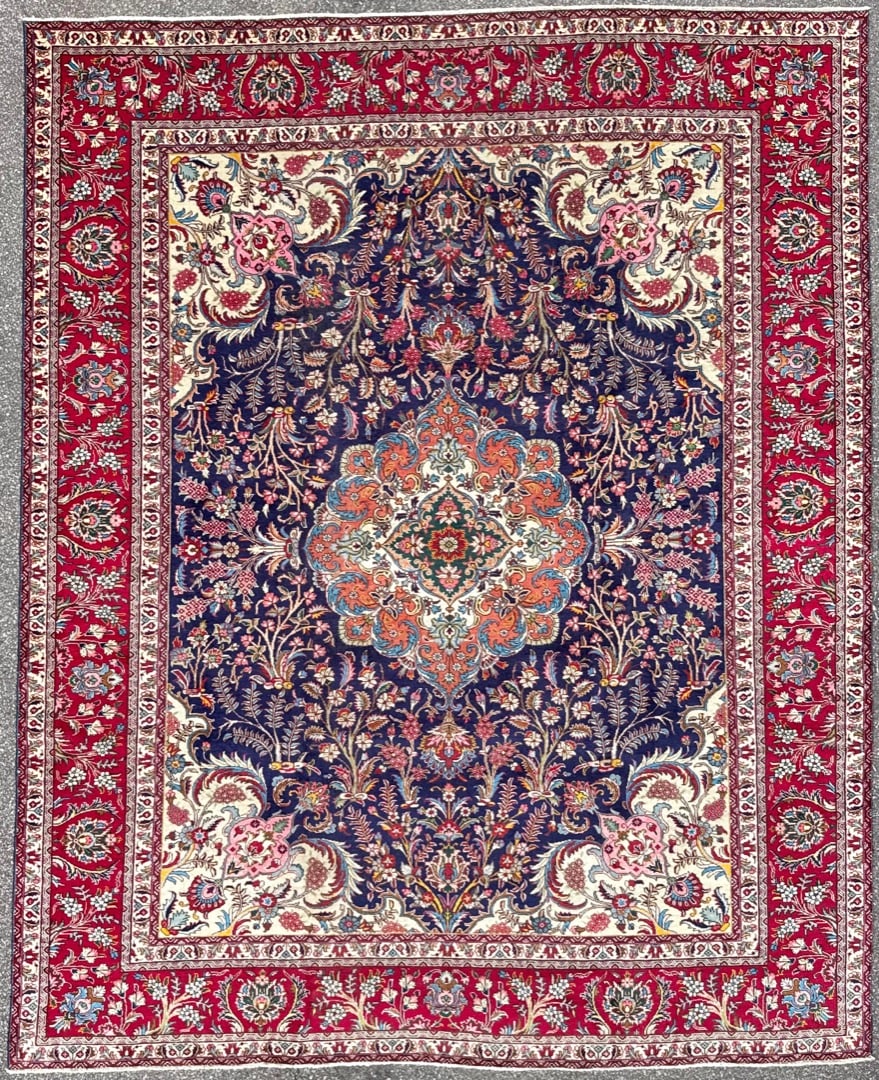 VINTAGE PERSIAN TABRIZ HAND KNOTTED RUG, 9.6 x 12.0 (290cm x 366cm) (1 of 5)