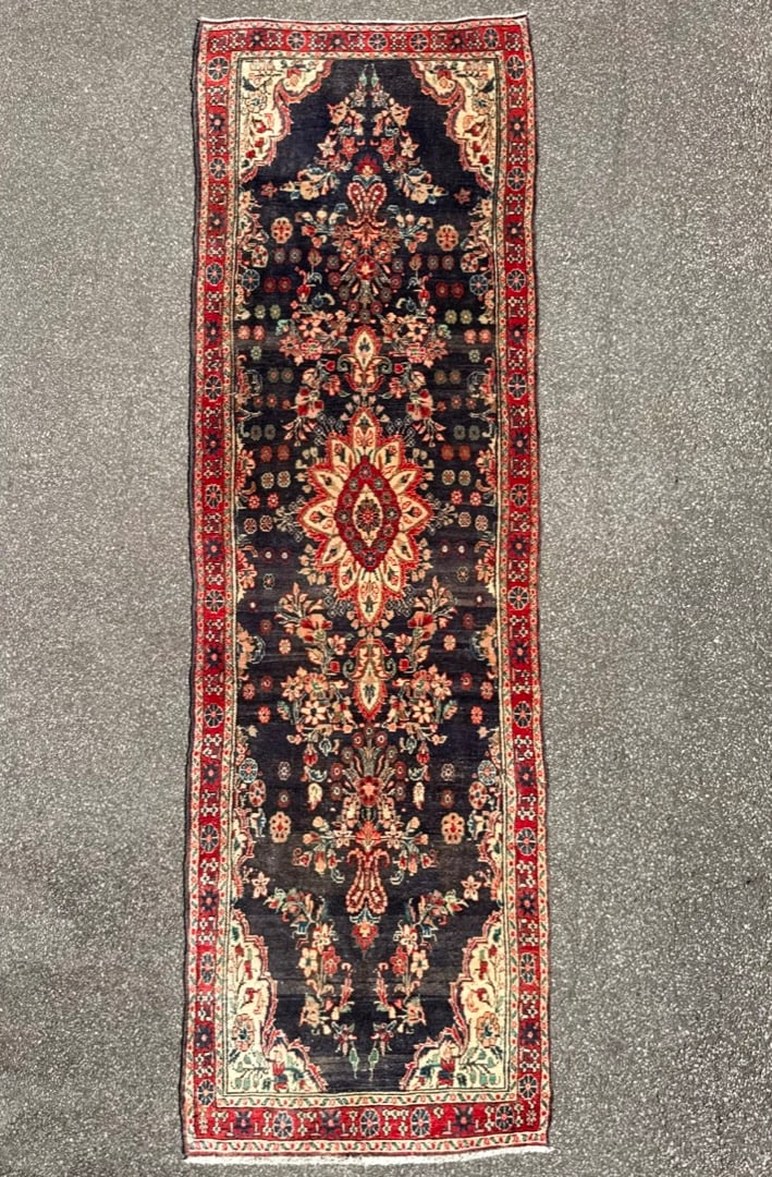 ANTIQUE PERSIAN TABRIZ HAND KNOTTED RUNNER, 3.9 x 12.0 (114cm x 366cm) (1 of 6)