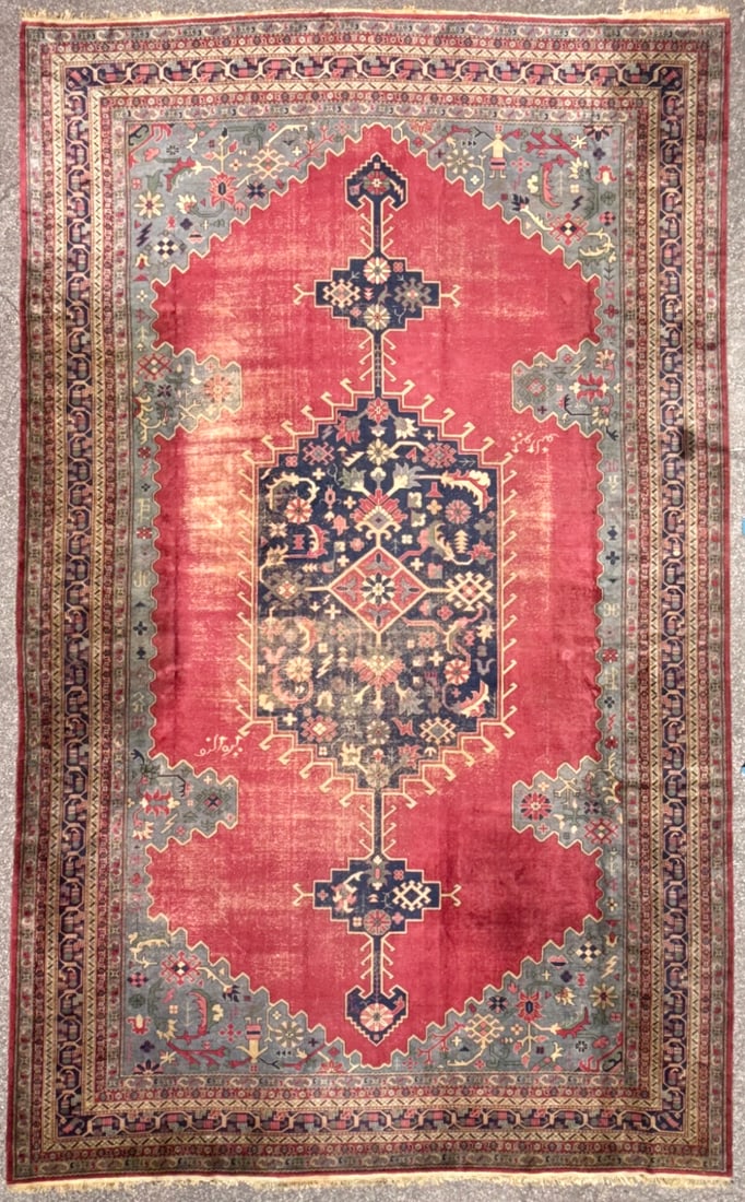 ANTIQUE SIGNED MANSION PERSIAN SERAPI HAND KNOTTED RUG, 12.3 x 20.6 (373cm x 625cm) (1 of 12)