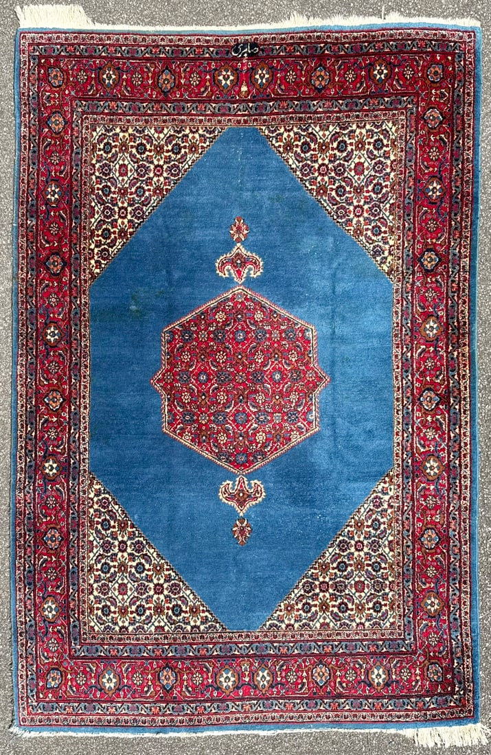 VINTAGE PERSIAN, SIGNED KOLIAI HAND KNOTTED RUG WITH 200+ KPSI, 6.6 x 10.0 (198cm x 305cm): Vintage Persian Koliai rug was hand knotted in Iran of 100 percent natural wool and has a cotton foundation. The rug is 60 years old, has medium to low wool piles and is in excellent co