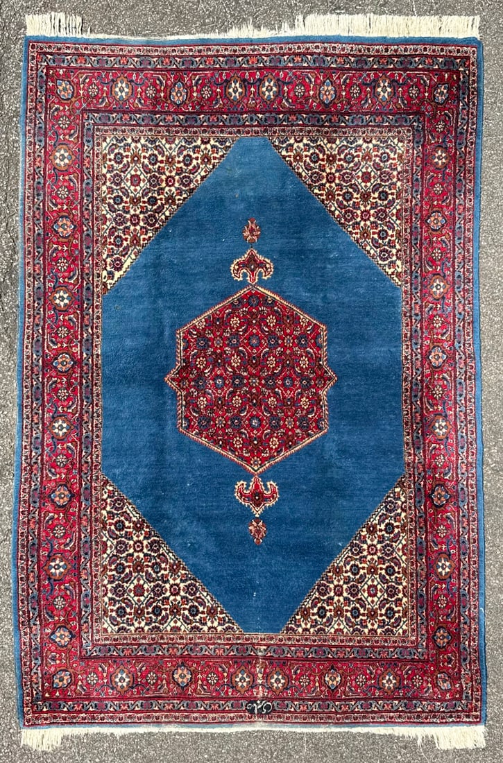 VINTAGE PERSIAN SIGNED KOLIAI HAND KNOTTED RUG WITH 200+ KPSI, 6.6 x 10.0 (198cm x 305cm): Vintage Persian Koliai rug was hand knotted in Iran of 100 percent natural wool and has a cotton foundation. The rug is 60 years old, has medium to low wool piles and is in excellent co