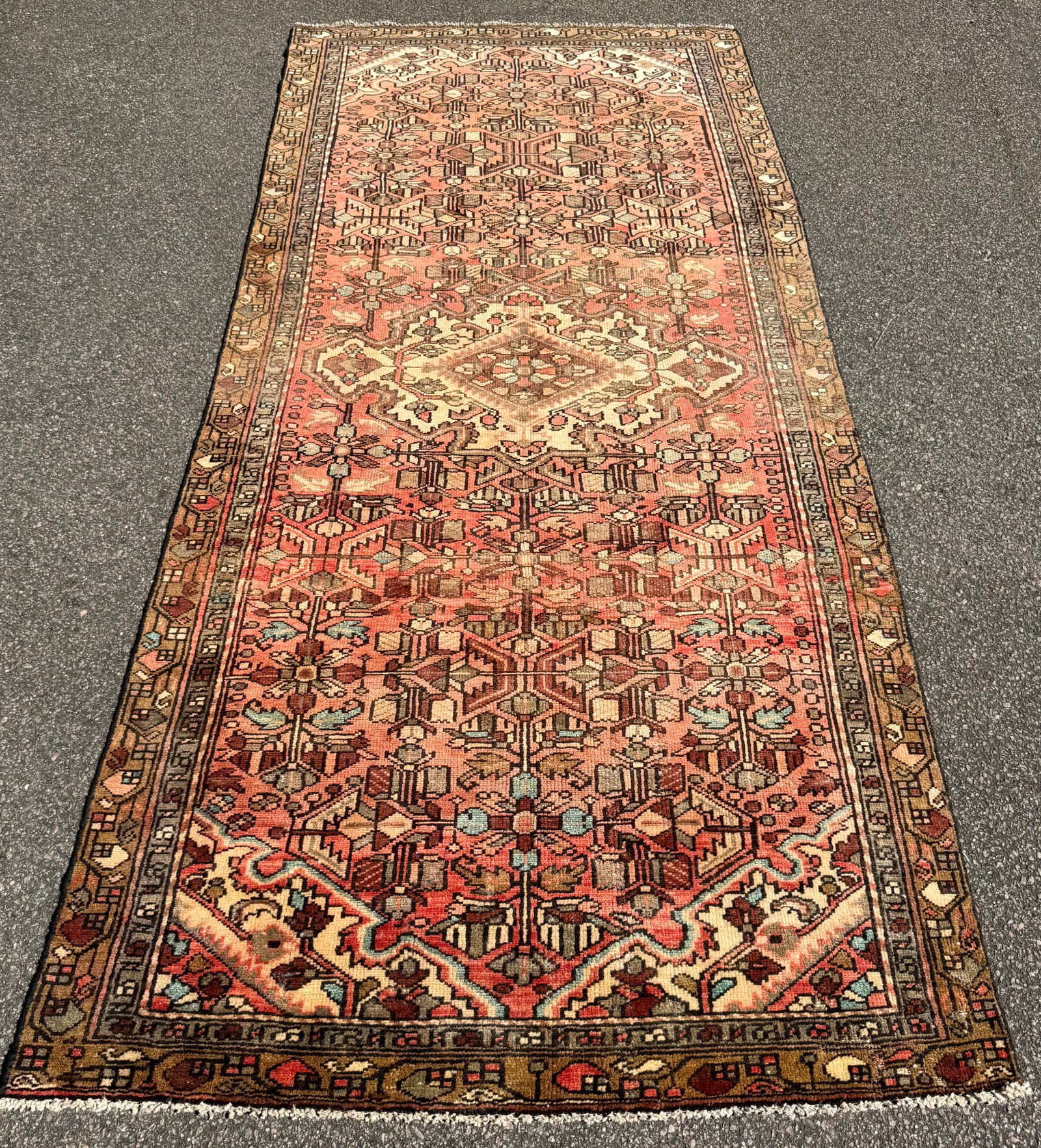 ANTIQUE PERSIAN HAMADAN HAND KNOTTED RUNNER, 4.4 x 9.6 (132cm x 290cm) (1 of 4)