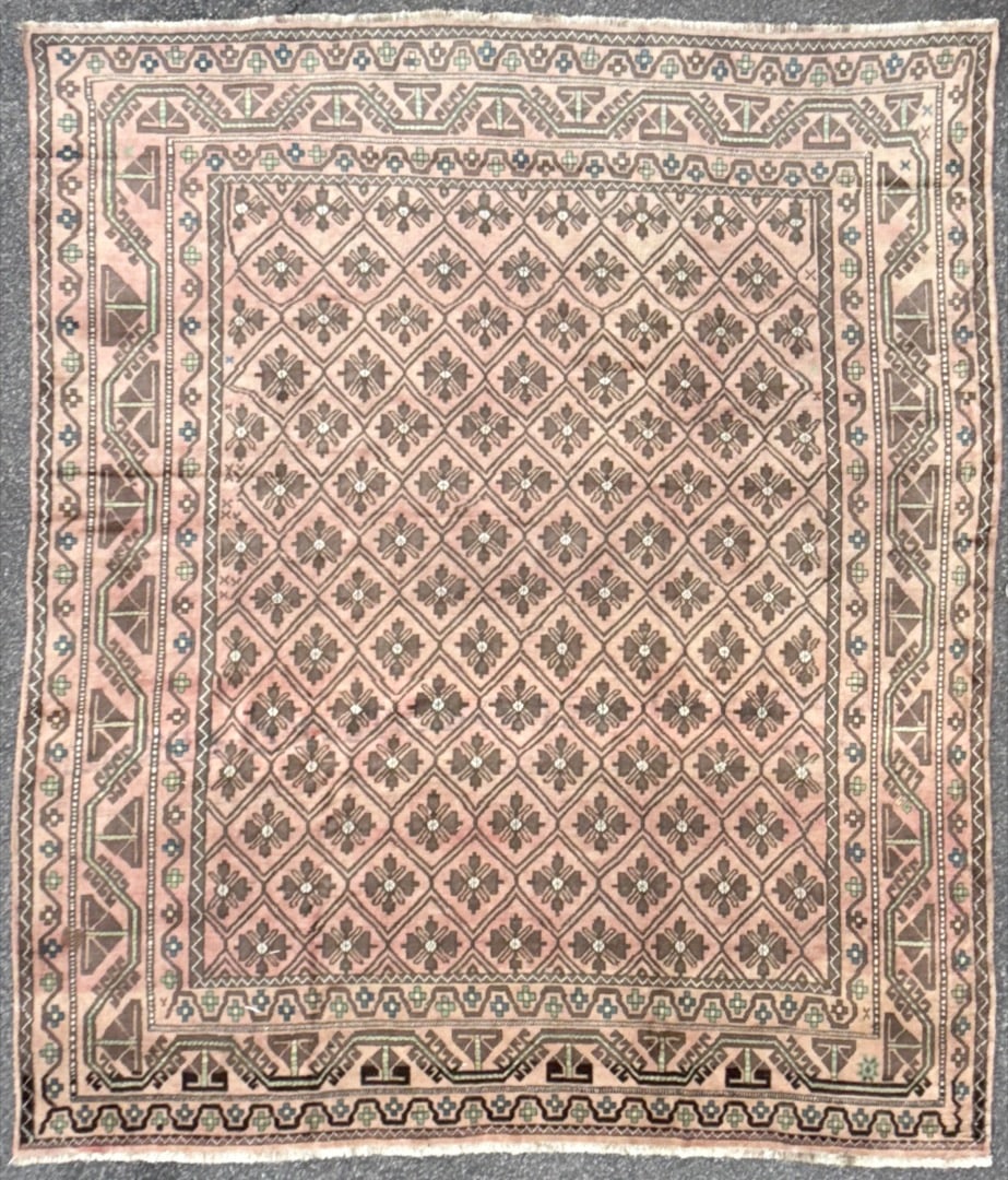 ANTIQUE PERSIAN BAKHTIARI HAND KNOTTED RUG, 10.0 x 11.9 (305cm x 358cm): Antique Persian Bakhtiari rug was hand knotted in Iran of 100 percent natural wool on a cotton foundation. The rug is 120-130 years old, has medium wool piles and is in excellent condition for it