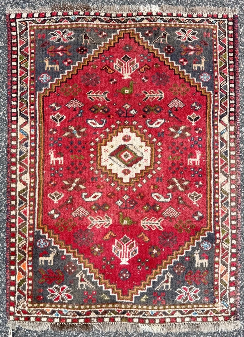 PERSIAN QASHQAI SHIRAZ TRIBAL HAND KNOTTED RUG, 2.6 x 3.5 (76cm x 104cm) (1 of 3)