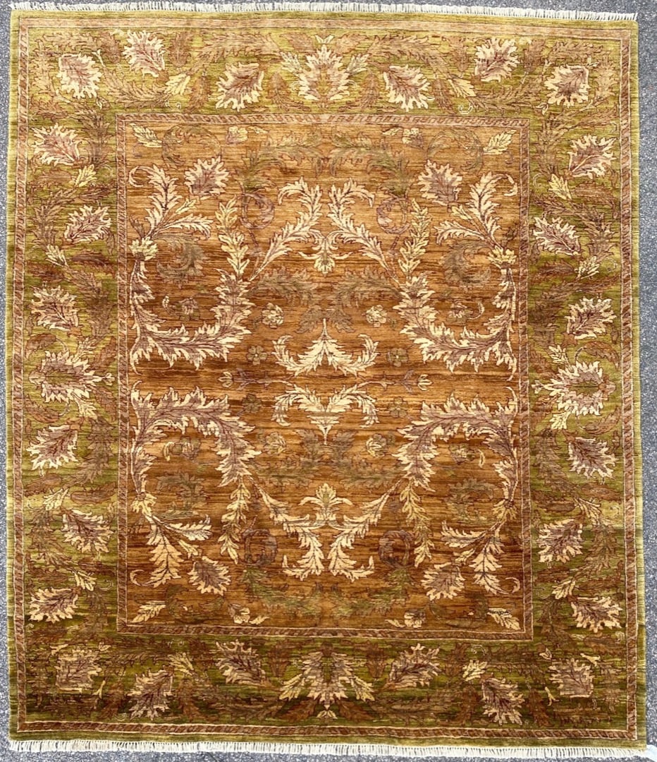JAIPUR HAND KNOTTED RUG, NEW, 8.3 x 9.7 (251cm x 292cm): Brand New Jaipur rug is hand knotted of 100 percent wool in India, on a cotton foundation. The rug has full, wool piles and is in brand new condition. It is thick and plush. This rug was acquired