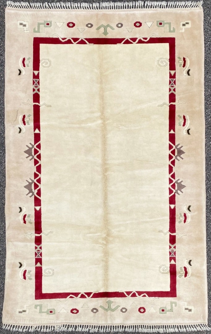 MODERN CAUCASIAN HAND KNOTTED RUG, NEW, 5.7 x 8.9 (170cm x 267cm): Brand new modern Caucasian rug was hand knotted in Turkey of 100 percent natural wool on a cotton foundation. It has full wool piles and is in new condition. Beautiful colors with excel