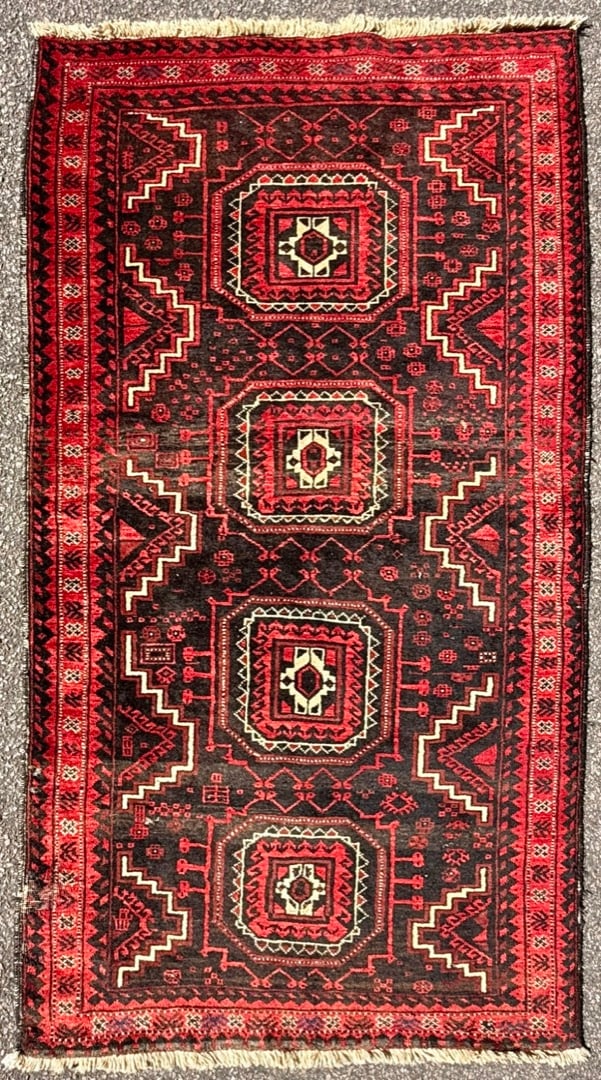 VINTAGE AFGHANI BALOUCH HAND KNOTTED RUG, 3.5 x 6.0 (104cm x 183cm) (1 of 3)