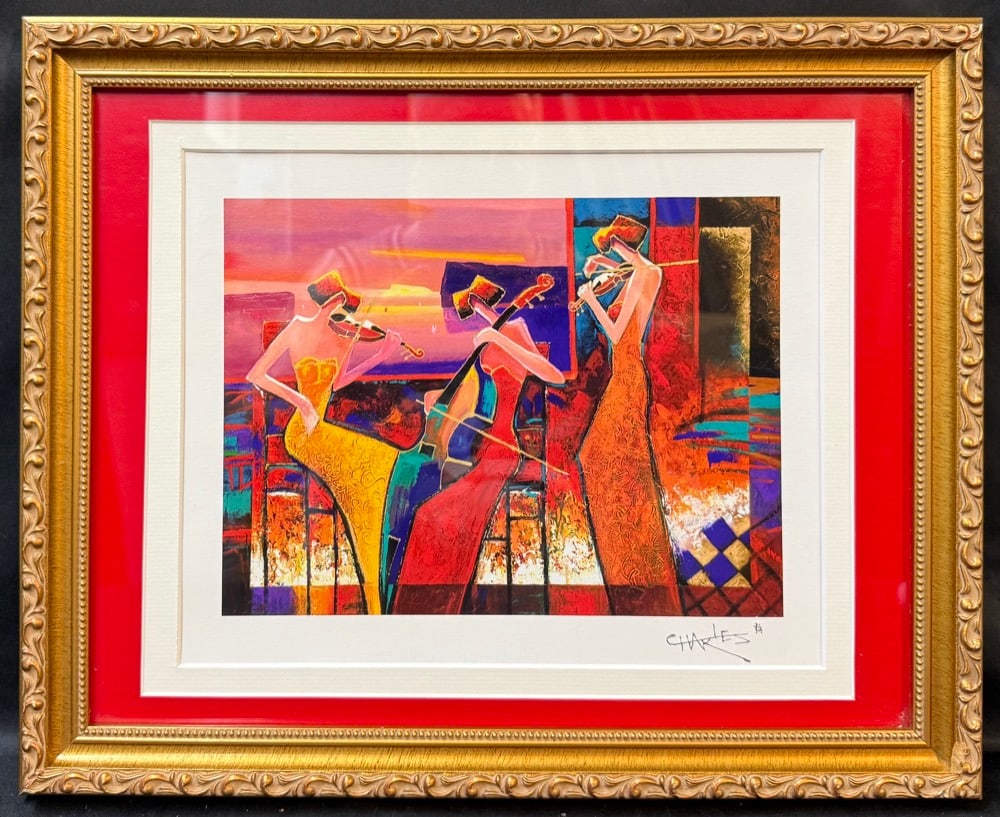 CHARLES LEE 2006 COLOR SERIOLITHOGRAPH TITLED ANDANTE WITH PARK WEST COA, 13IN x 16IN (33cm x 41cm): A spectacular explosion of color, movement and musical energy, this beautifully presented work by Korean-born contemporary artist Charles Lee (b. 1948) is titled “Andante” and dates to 200