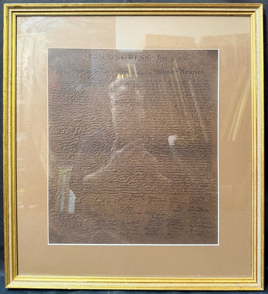 POSSIBLE CENTENNIAL-ERA DECLARATION OF INDEPENDENCE FACSIMILE ON TEXTURED PARCHMENT, CIRCA 1876 (1 of 11)