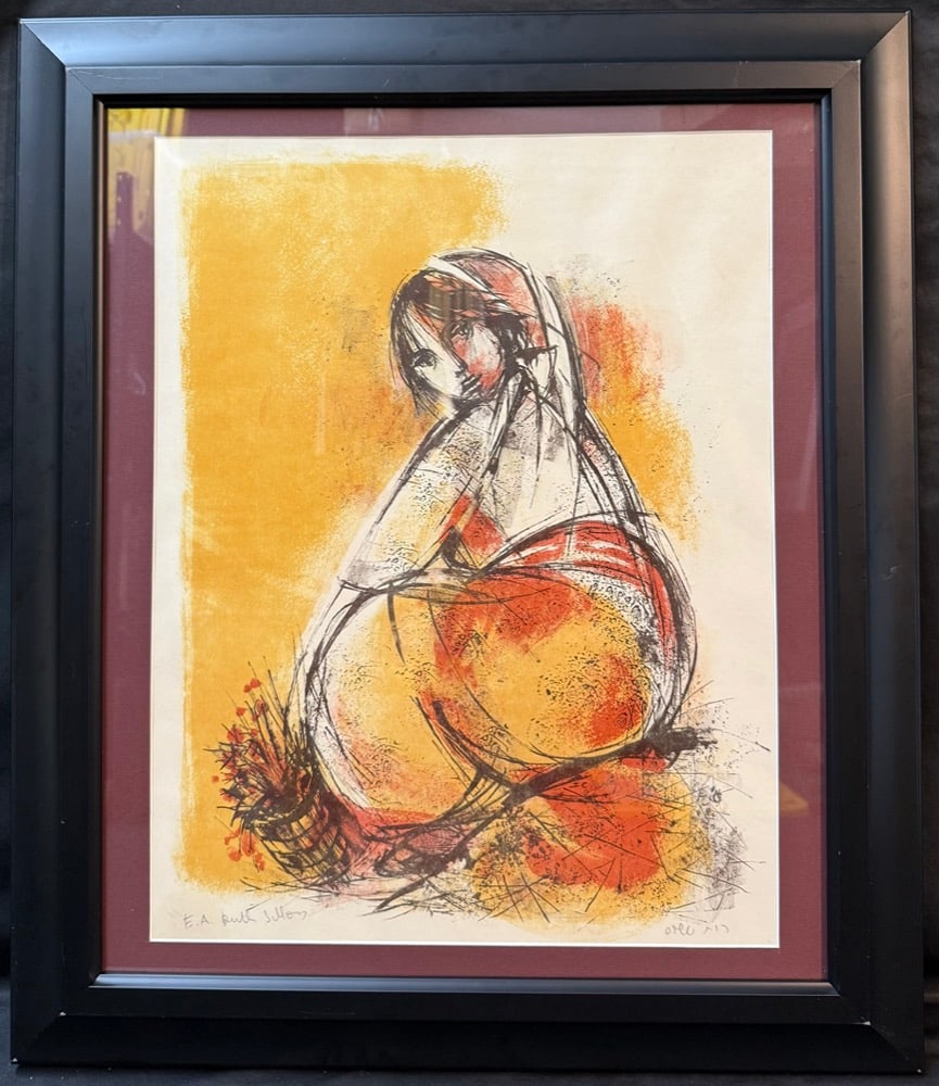 RUTH SCHLOSS (1922?2013) SIGNED E.A. ARTIST?S PROOF COLOR LITHOGRAPH OF A SEATED WOMAN, 25IN x 29IN (1 of 7)