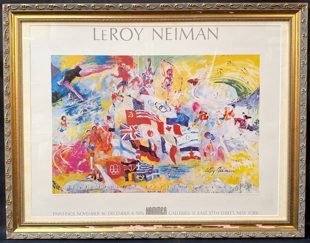 VINTAGE 1976 LEROY NEIMAN (1921-2012) "OLYMPIC RING" HAMMER GALLERIES EXHIBITION POSTER, MONTREAL (1 of 8)