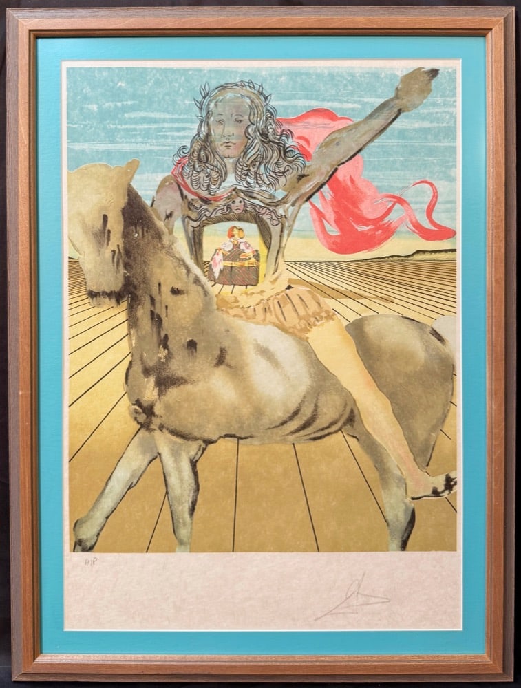 SALVADOR DALI (1904-1989) HAND SIGNED, LIMITED EDITION ARTIST?S PROOF LITHOGRAPH TITLED CHEVALIER: Salvador Dali (1904-1989) hand signed, limited edition artist’s proof lithograph which is titled Chevalier Surrealiste. It is hand signed in pencil in the lower right. It is a limited edition, i
