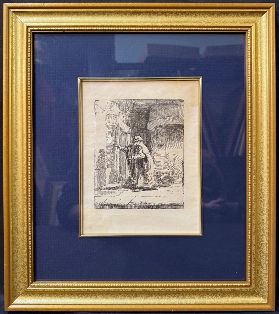 REMBRANDT VAN RIJN (1606-1669) ETCHING AND DRYPOINT TITLED THE BLINDNESS OF TOBIT: THE LARGER PLATE, (1 of 10)