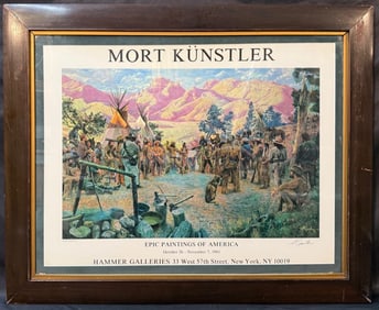 SIGNED MORT K?NSTLER ?TOMAHAWK THROWING CONTEST? EPIC PAINTINGS OF AMERICA EXHIBITION POSTER, 1981