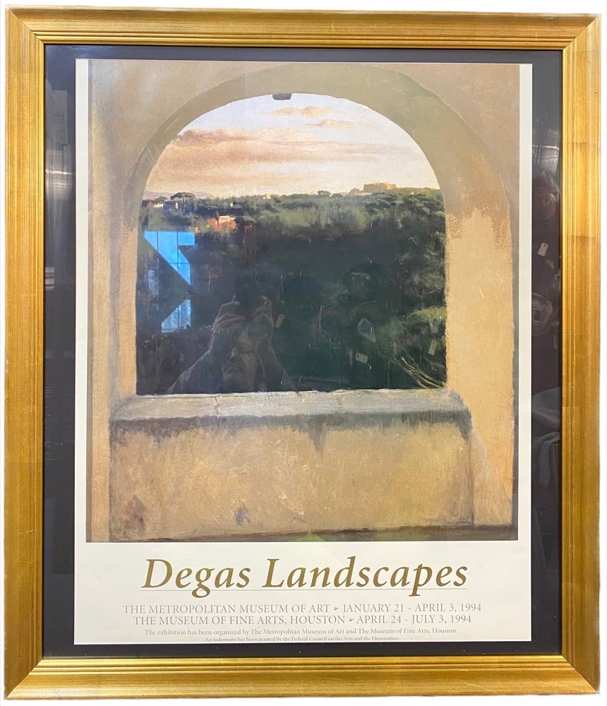 ORIGINAL EDGAR DEGAS (1834-1917) ART EXHIBITION LITHOGRAPH, 33IN x 38IN (84cm x 97cm): Edgar Degas (1834-1917) original art exhibition lithograph for the 1994 exhibition at The Metropolitan Museum of Art in New York City. The underlying Degas piece is titled Paysage D’Italie vu pa