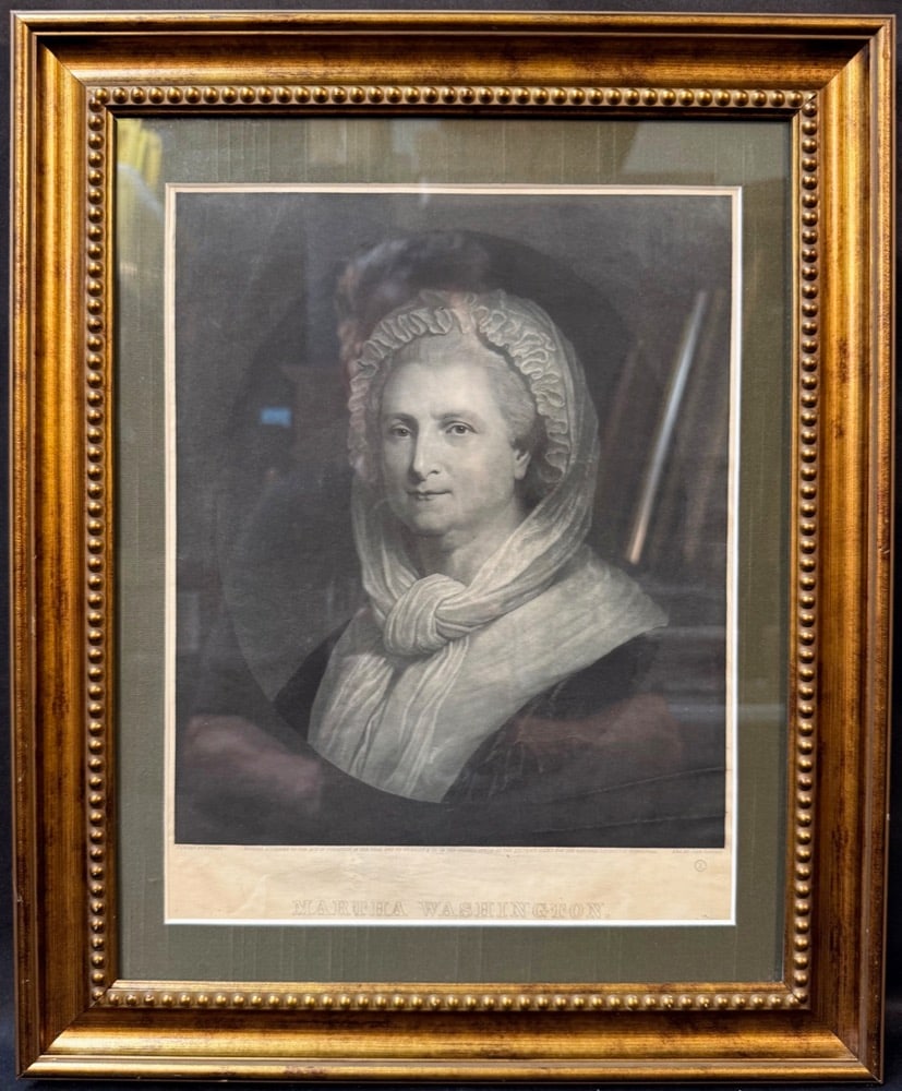 1865 MARTHA WASHINGTON ENGRAVING BY JOHN SARTAIN AFTER GILBERT STUART, CIVIL WAR ERA FIRST LADY (1 of 9)