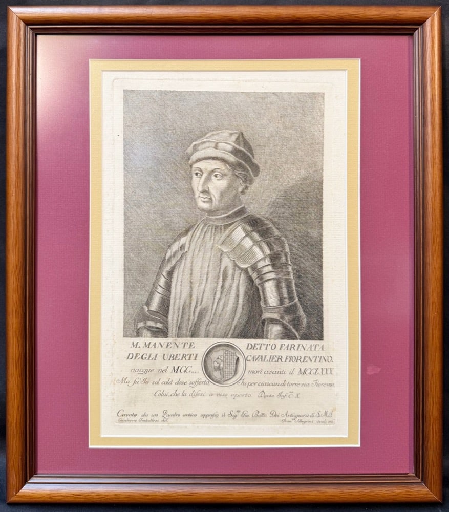 1761 ITALIAN OLD MASTER ENGRAVING, FARINATA DEGLI UBERTI FROM DANTE?S INFERNO, FRANCESCO ALLEGRINI (1 of 7)