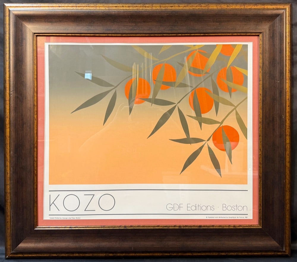 KOZO (20th CENTURY) ART EXPOSITION POSTER FOR GDF EDITIONS BOSTON, 1981, MINIMALIST WALL ART, 31.5IN: A refined and visually calming 1981 screen-printed artwork by KOZO, issued by GDF Editions, Boston, and distributed by Graphique de France—a publisher known for producing high-quality, design-fo