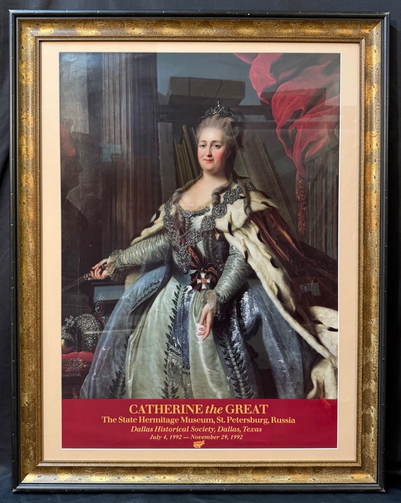 FEDOR S. ROKOTOV (1735-1808) ORIGINAL ART EXHIBITION POSTER FOR THE CATHERINE THE GREAT EXHIBIT,: Fedor S. Rokotov (1735-1808) original exhibition poster for the Catherine the Great exhibit from the Hermitage Museum in St Petersburg, Russia to the Dallas Historical Society in Dallas, TX in 1992. T