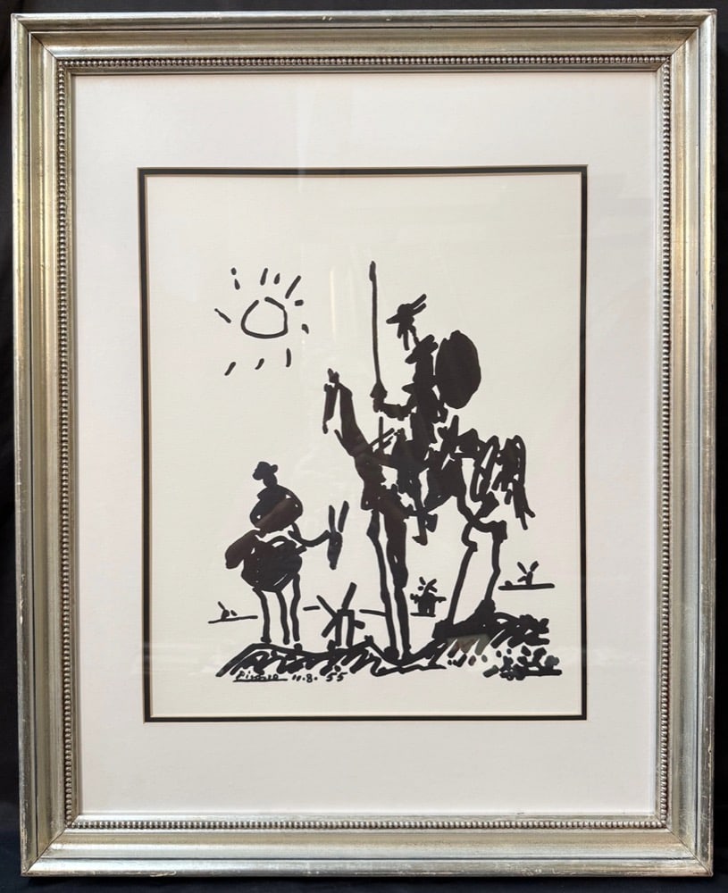AFTER PABLO PICASSO (1881-1973) LITHOGRAPH TITLED DON QUIXOTE, 25IN x 37IN (64cm x 94cm): After Pablo Picasso (1881-1973) lithograph titled Don Quixote. It is after the original which was drawn by Picasso on August 10, 1955 for the French weekly newspaper Les Lettres Françaises to com